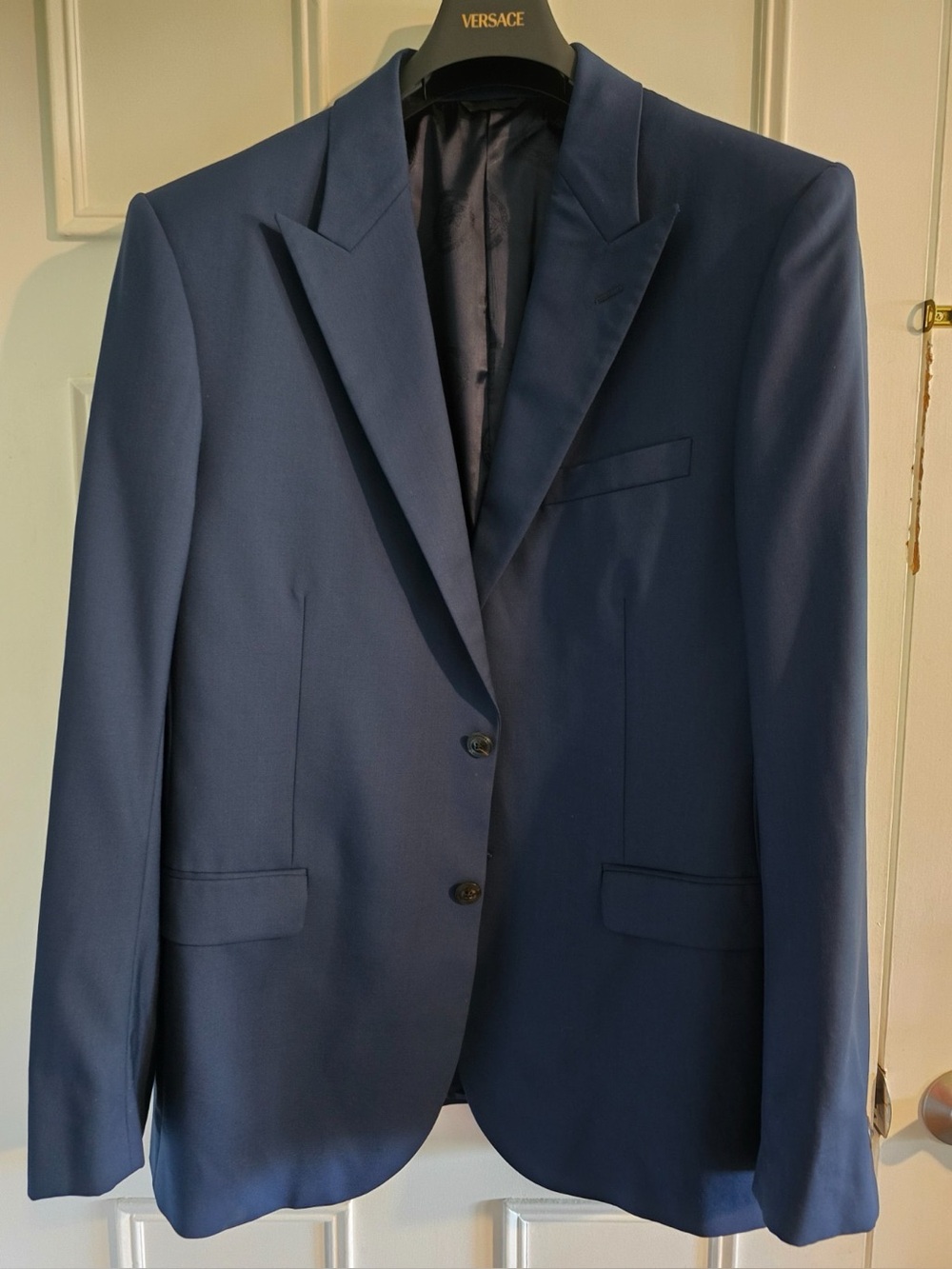 NWT Gianni Versace 100% Wool Blazer Sport Coat Jacket Size 52 Blue Made Italy